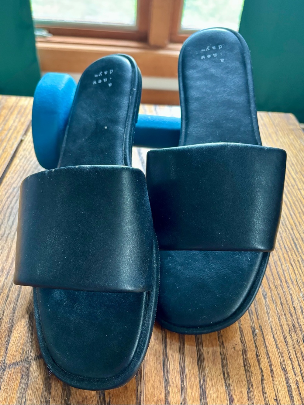 a new day Black Slide Sandals - Wide Strap Flats